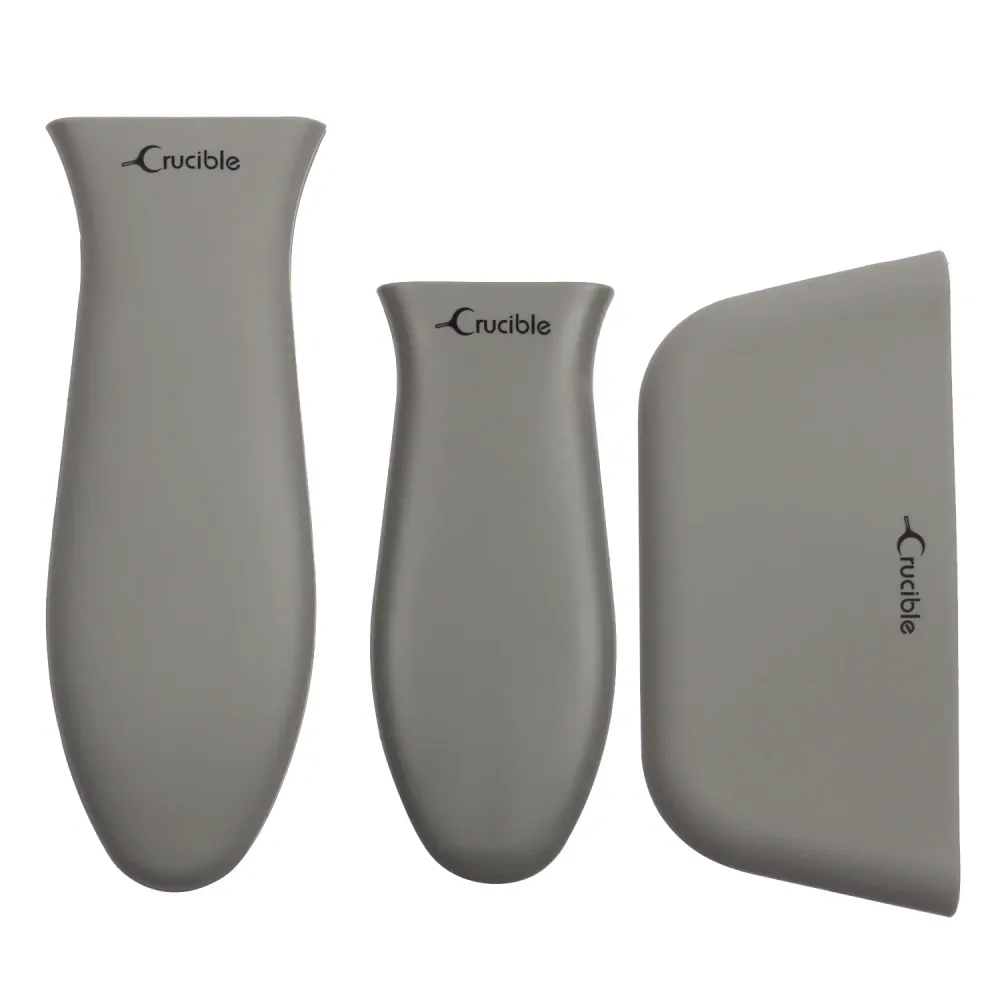 Silikone grydelapper (3-pak blandet grå) til støbejernsstegepander