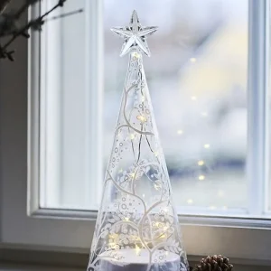 Sirius 'Cozy' Juletræ i mundblæst glas med LED-lys - 26 cm