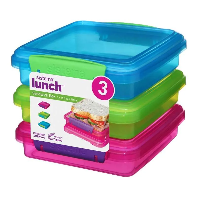 Sistema Madkasse - Sandwich Box - 3-Pak - 450ml - Ass.