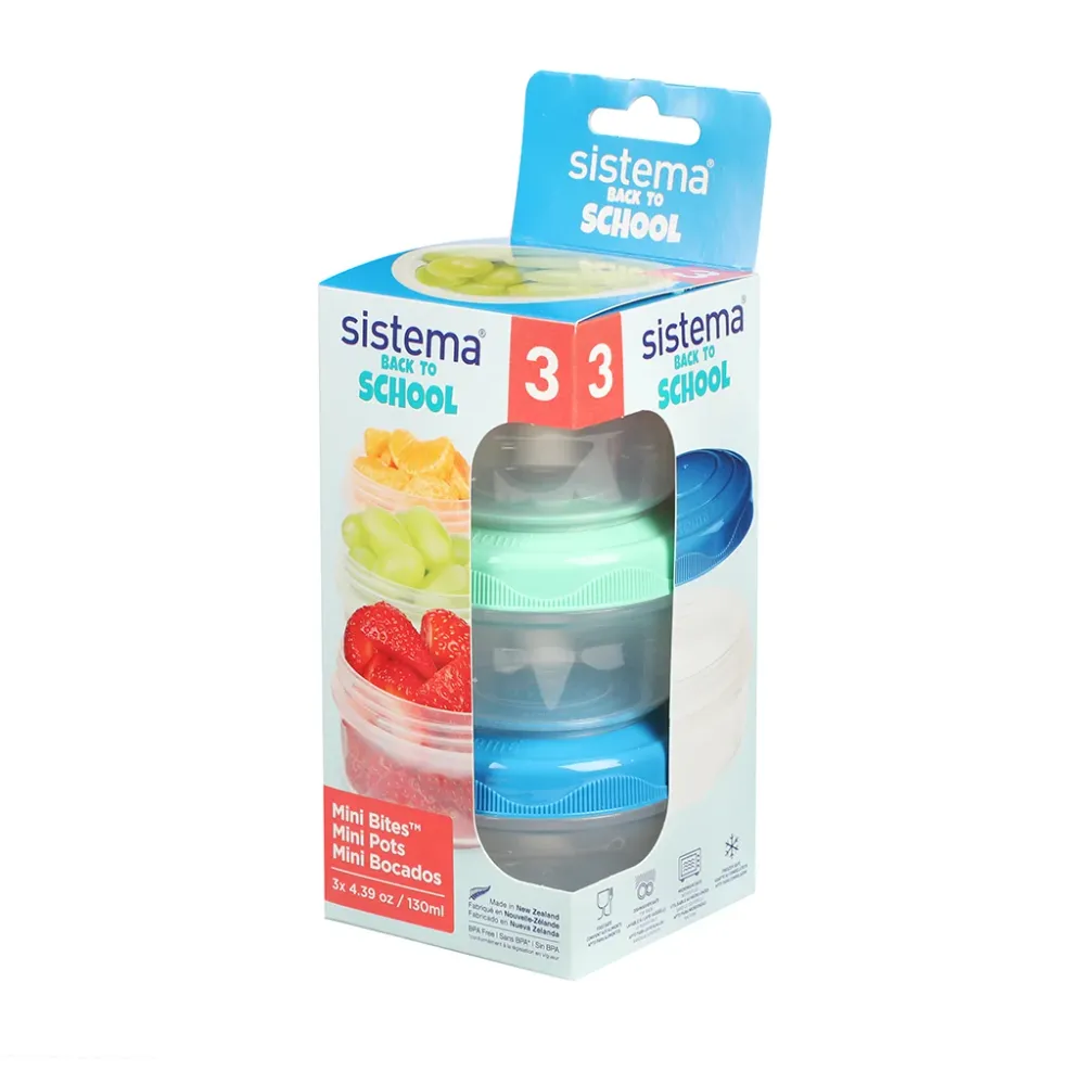 Sistema Mini Bites To Go, snackbøtter, 3-pak - 130 ml