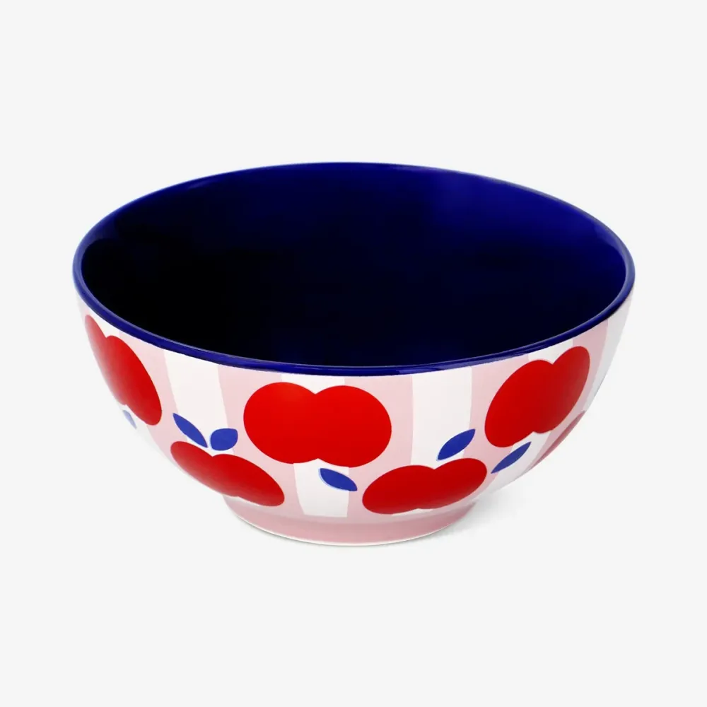 Stribet skål med æbler - 14 cm