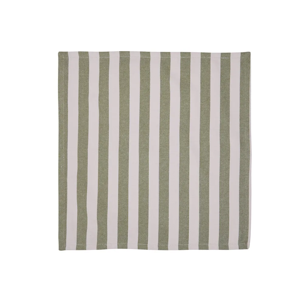 Stribet stofserviet, rosa/grøn - 45x45 cm.