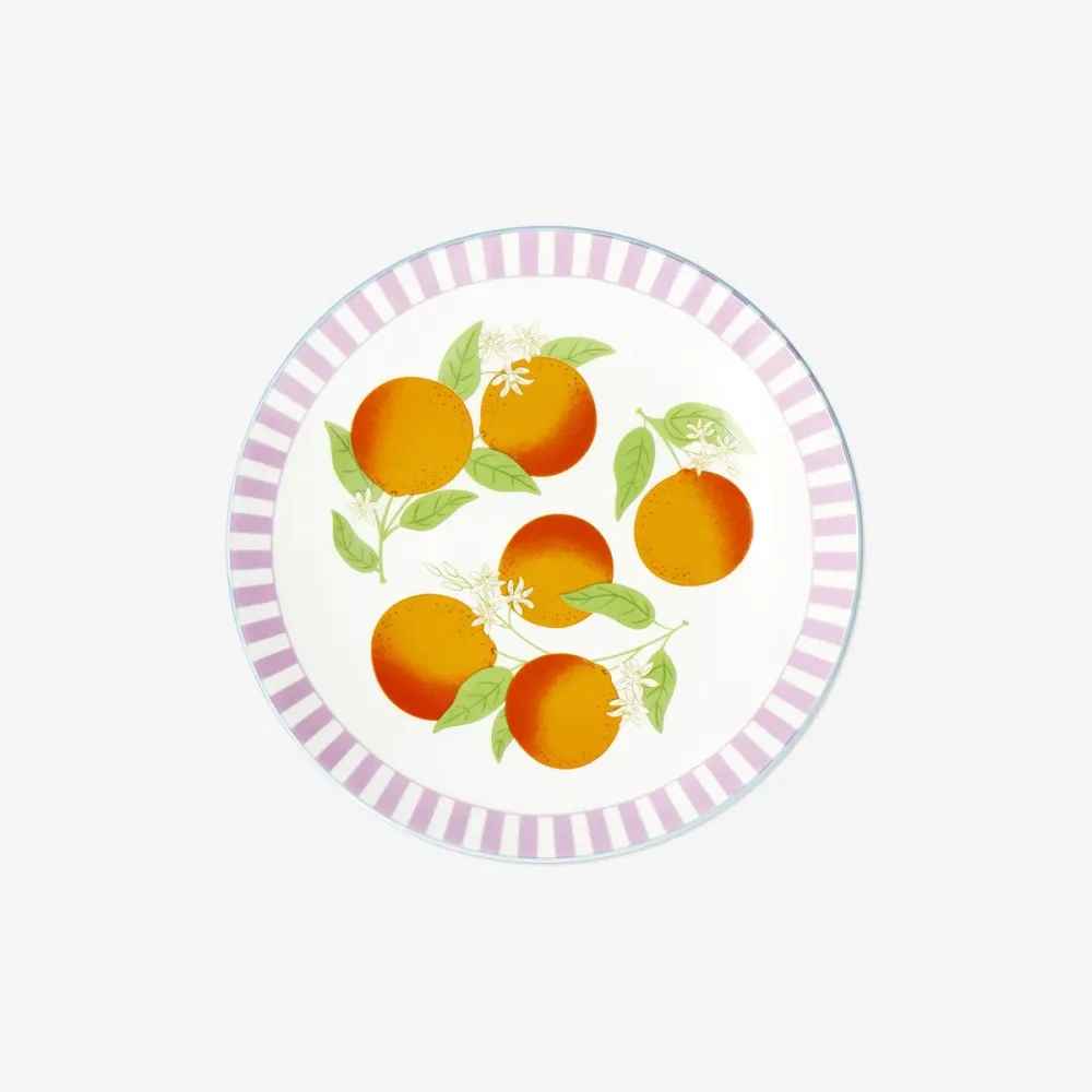 Tallerken med appelsiner og striber - 20 cm