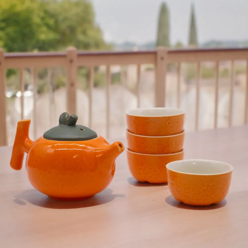 Tekandesæt med 4 kopper, orange