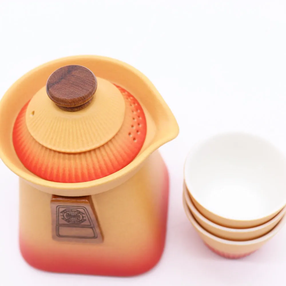 Tekandesæt med 3 kopper, Orange Jord
