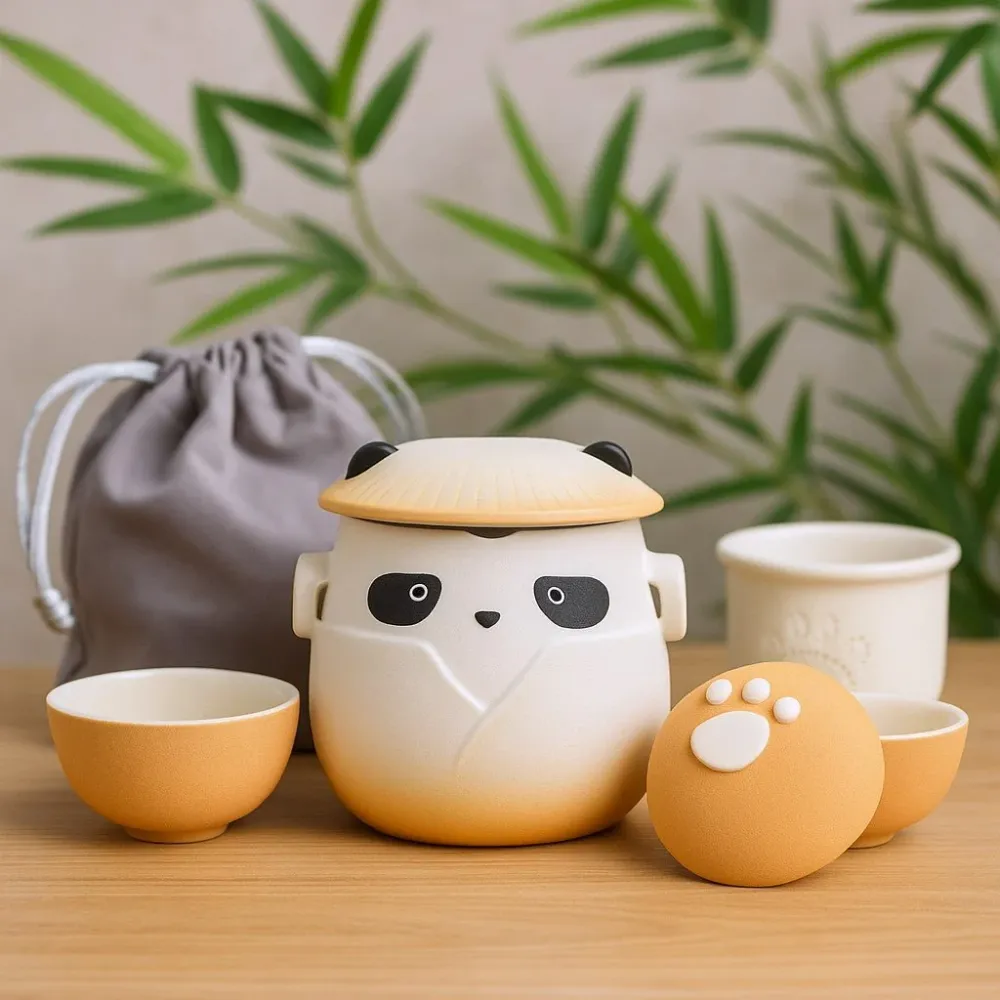 Tekandesæt med 3 kopper Orange Panda