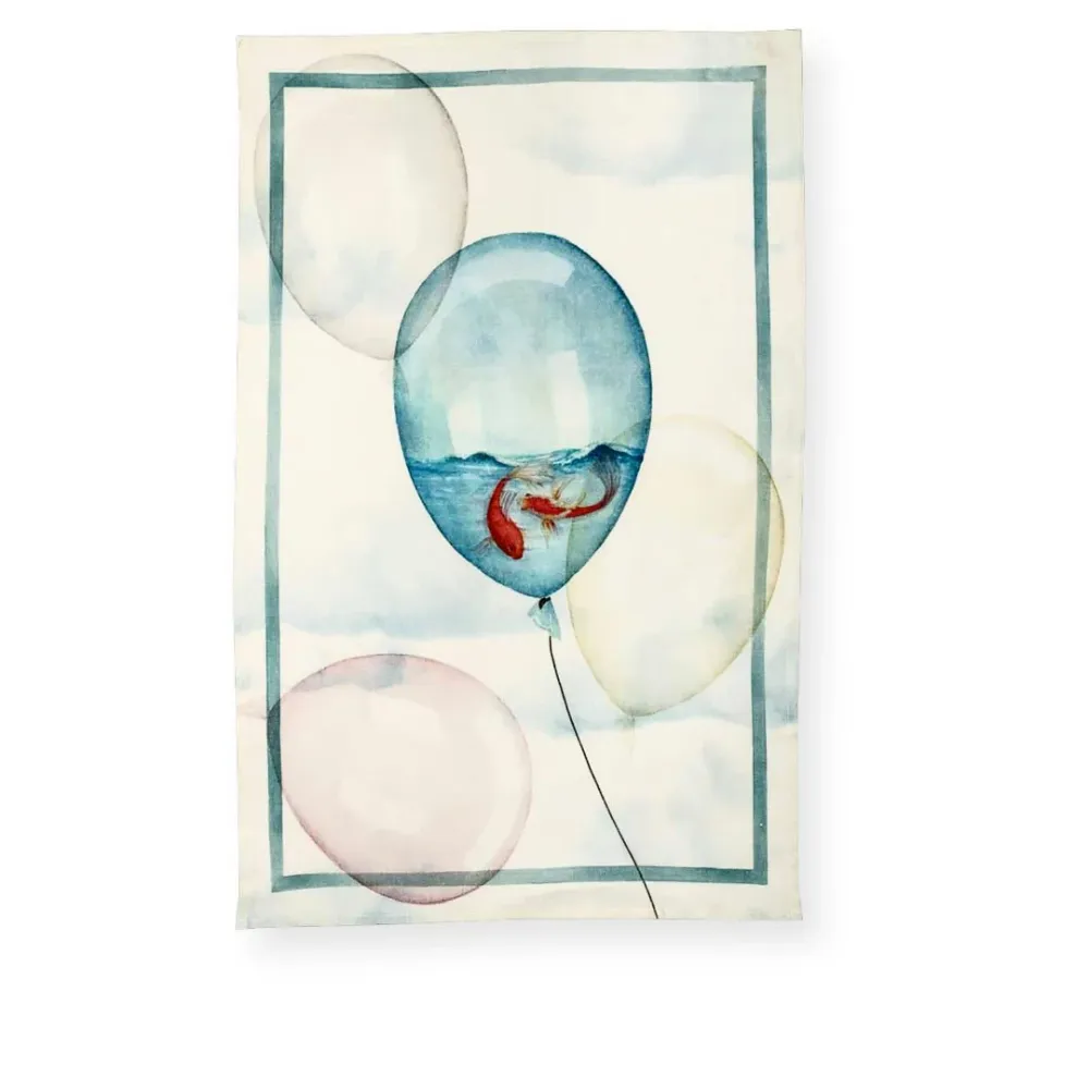 Balloons water - hørviskestykke Tessitura Toscana Telerie