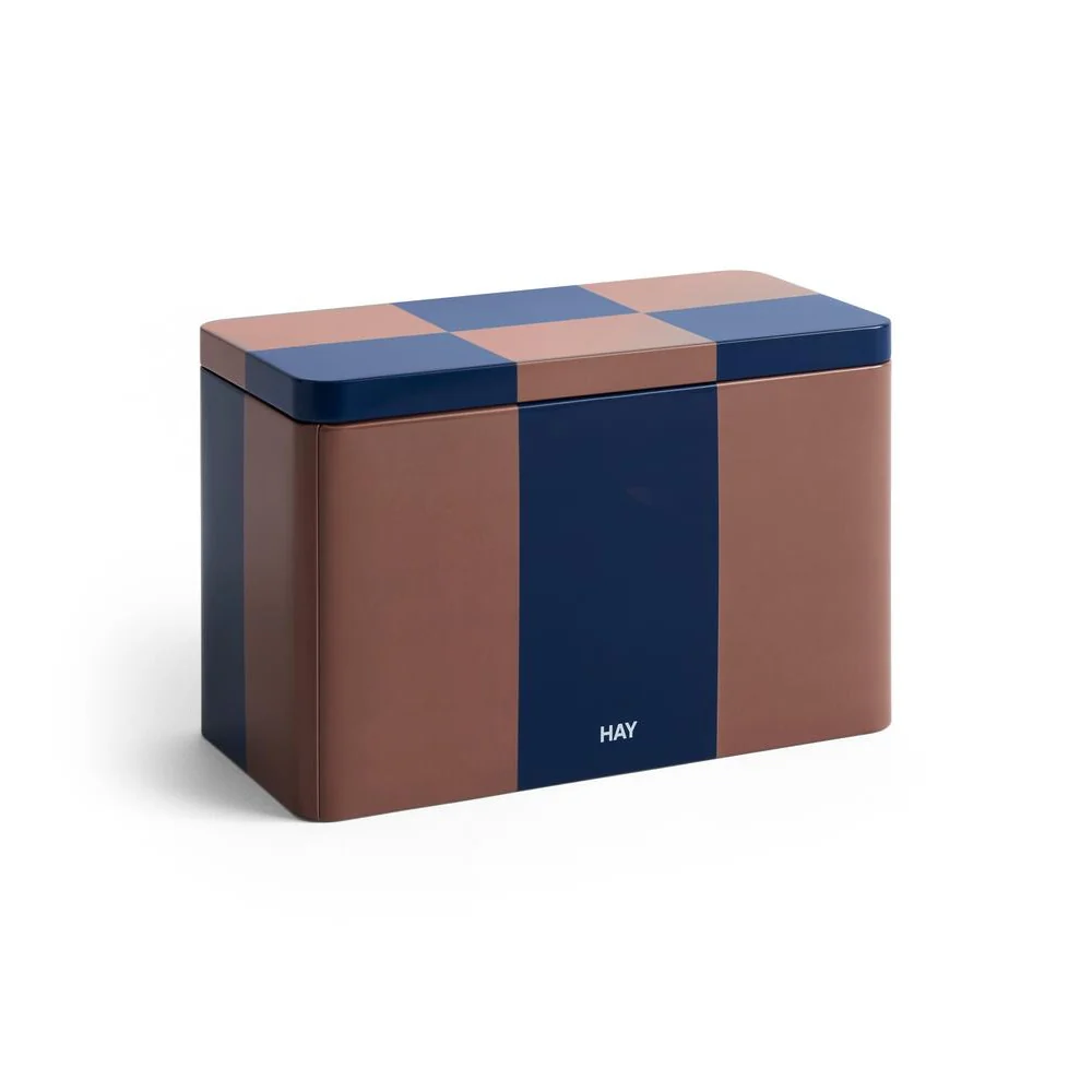 Tin beholder, L20 cm - Brown and Midnight blue