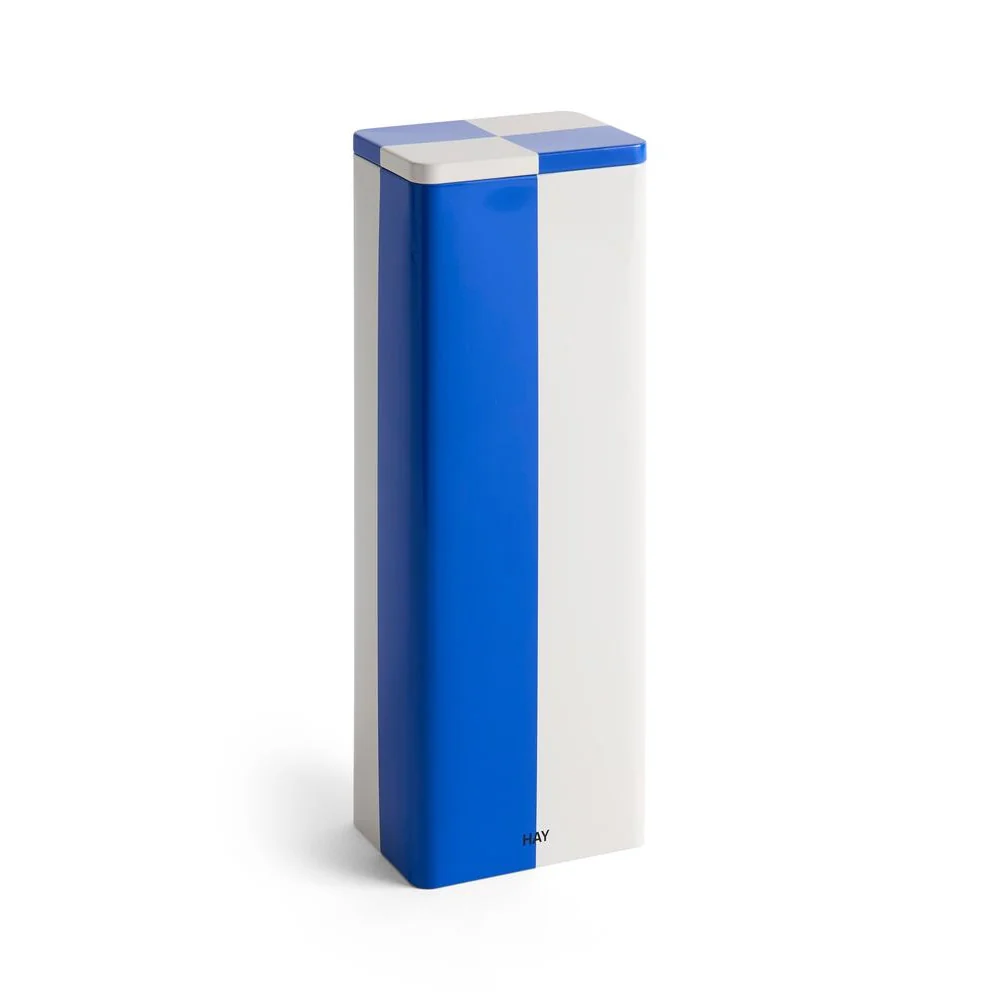 Tin Slim beholder, H29,5 cm -Blue and Off-white