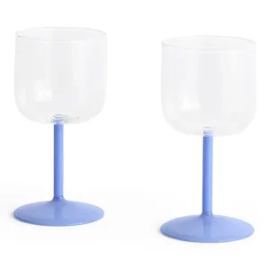 Tint vinglas, klar/lyseblå - 2 stk