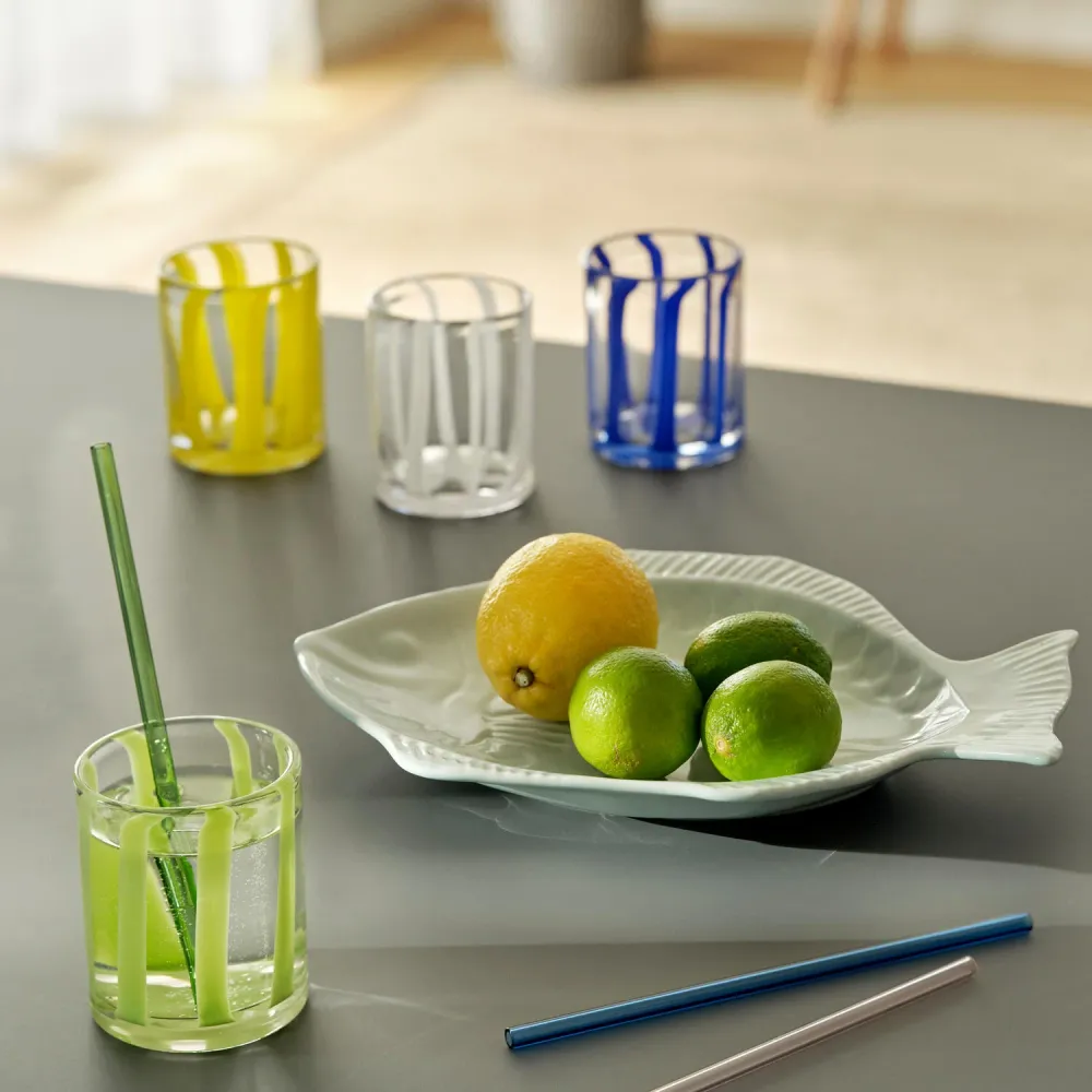 Tumbler glas med striber - gul
