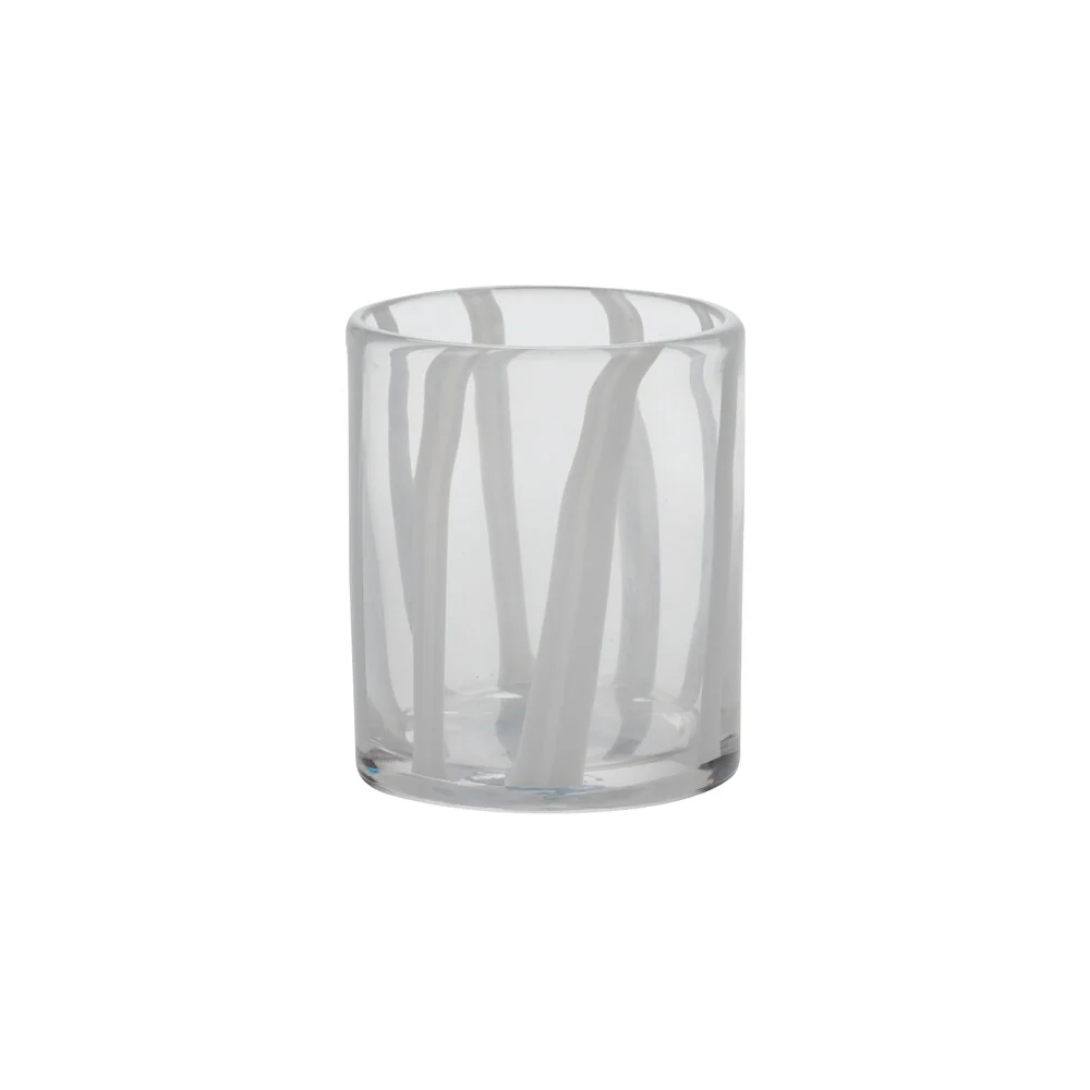 Tumbler glas med striber - hvid