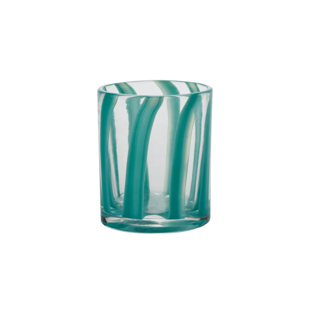 Tumbler glas med striber - turkis