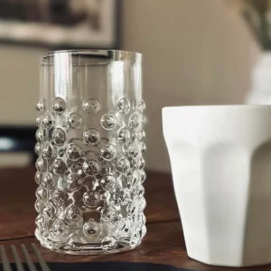 Vandglas klar glas med dots - pakke med 4stk
