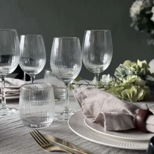 Vinglas Rillet med guld kant - 4 stk. 350ml