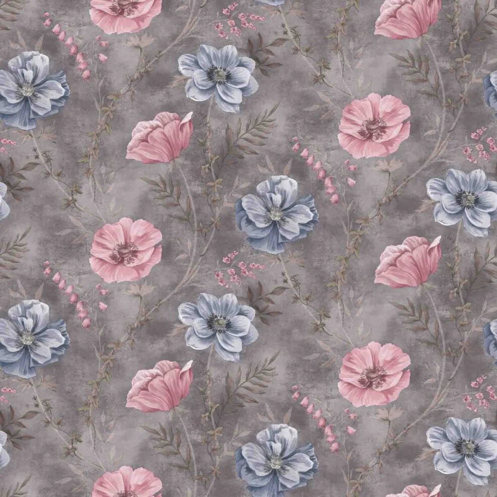 Voksdug med roser i lilla - 140 cm x 20 m
