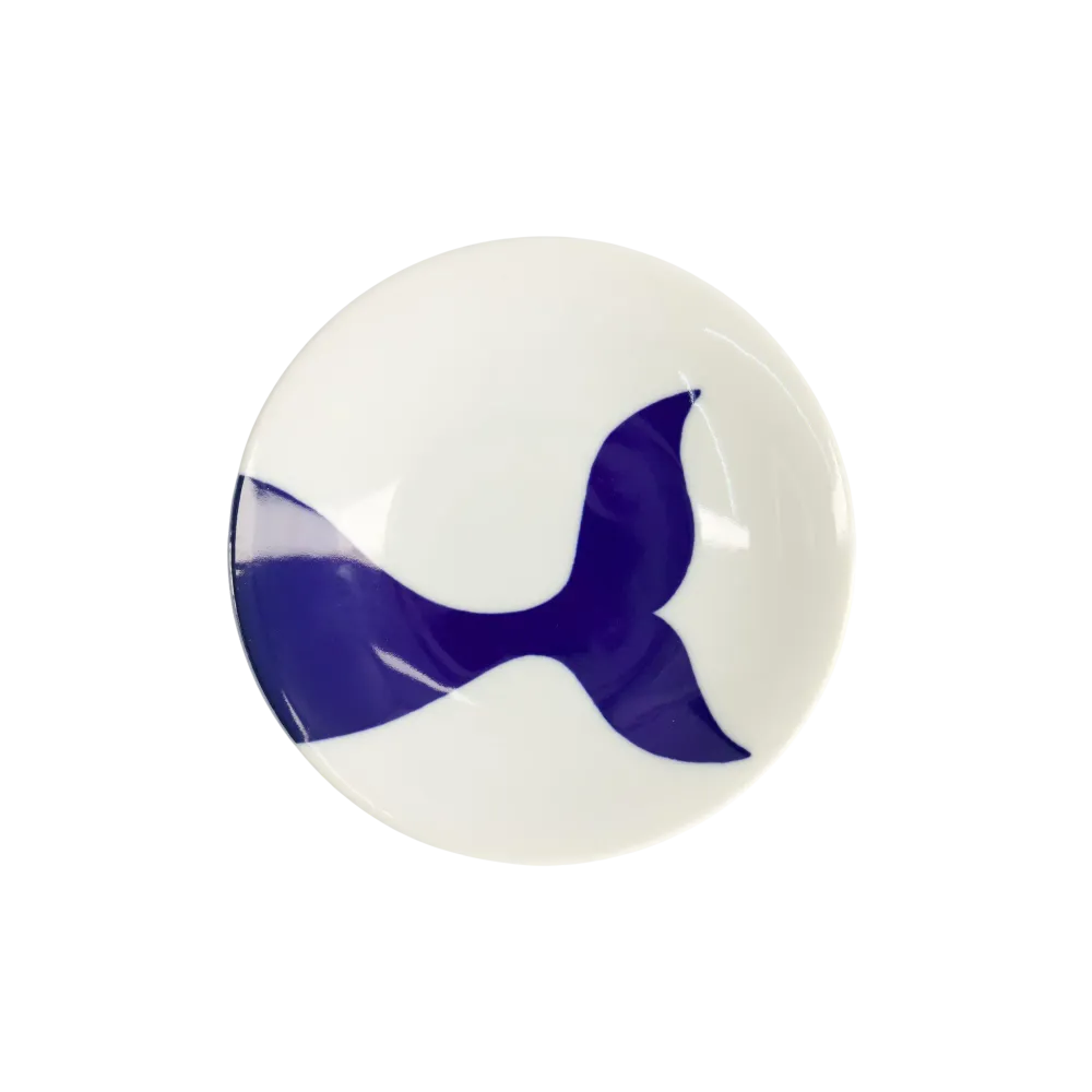 Whale Kawaii tallerken, blå/hvid - Ø13,7 cm.