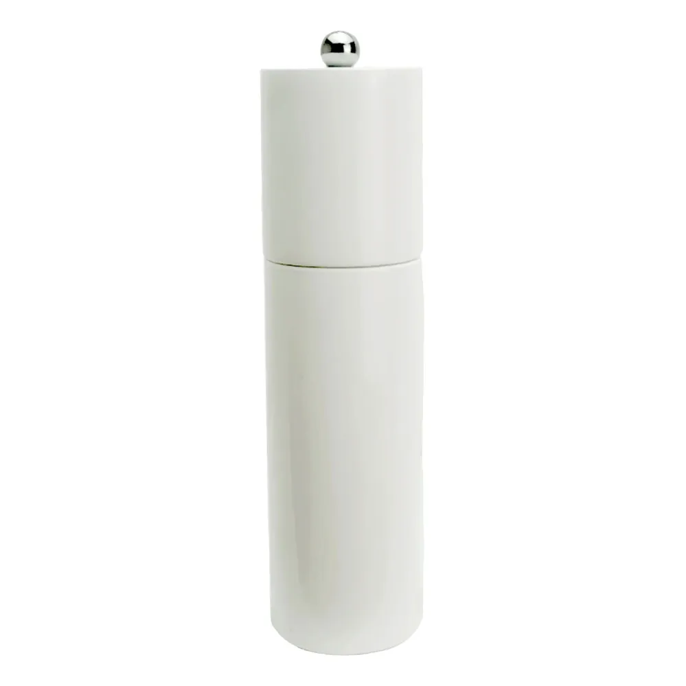 White Round Column Salt or Pepper Mill
