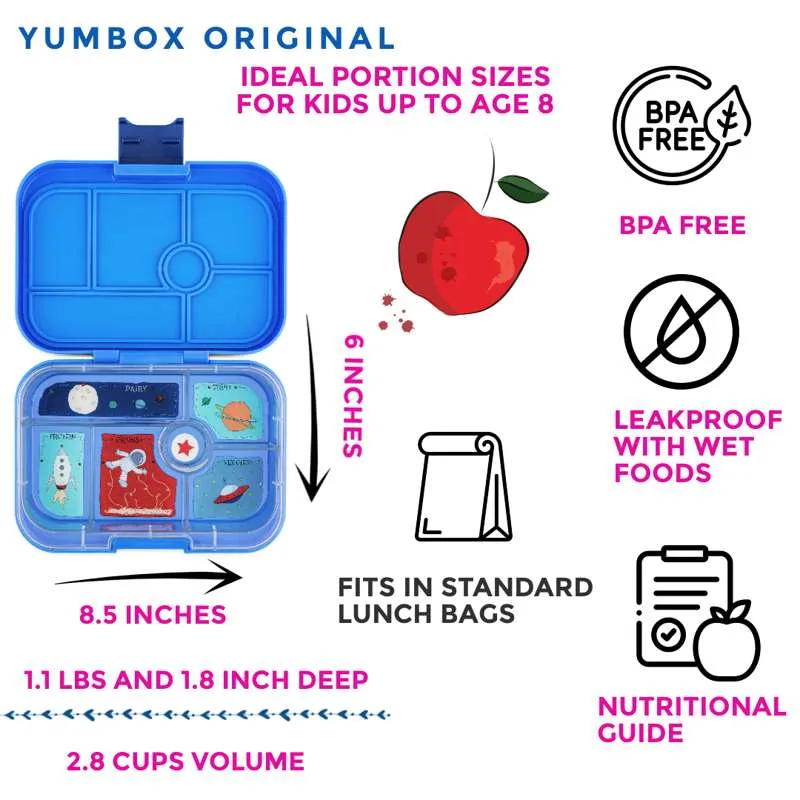 Yumbox Madkasse - Original - 6 rum - Surf Blue/Rocket