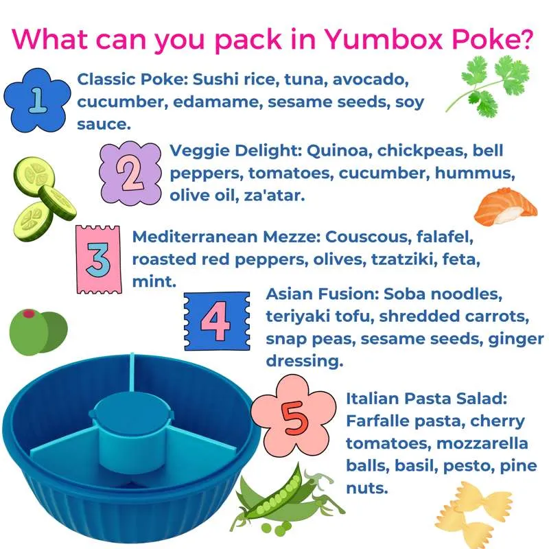 Yumbox Madkasse - Poke Love Bowl - 4 rum - Lagoon Blue