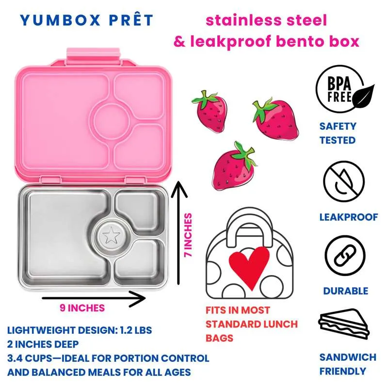 Yumbox Madkasse - Presto Stainless Steel - 4 rum - Versaille Rose