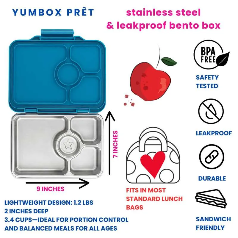 Yumbox Madkasse - Presto Stainless Steel - 4 rum - Twilight Blue Glitter