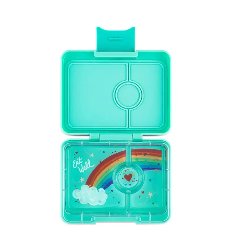 Yumbox madkasse m. 3 rum, Snack - Miami Aqua / Rainbow