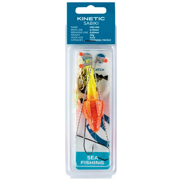 Kinetic, Sabiki Pro fladfisk riggarn, gul/rød, 40g