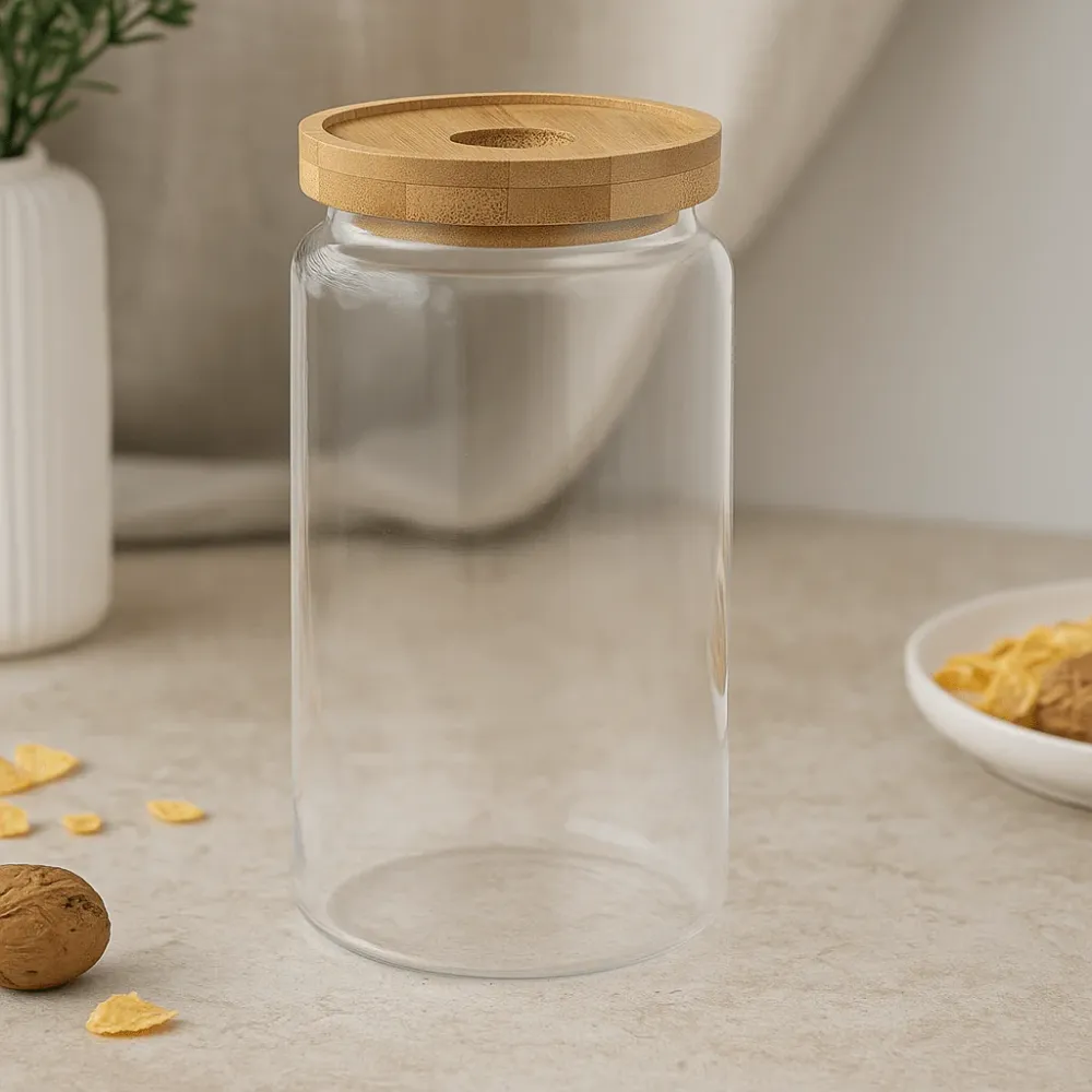 Glasopbevaringskrukke med bambuslĂĄg, 1500ml