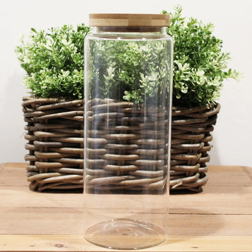 Glasopbevaringskrukke med bambuslåg, 1500ml