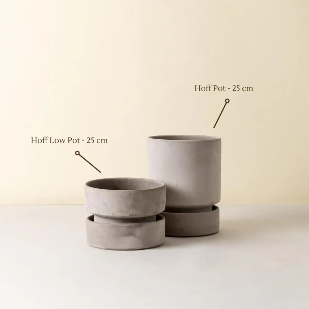 Hoff Low Pot - Urtepotte - Raw Grey
