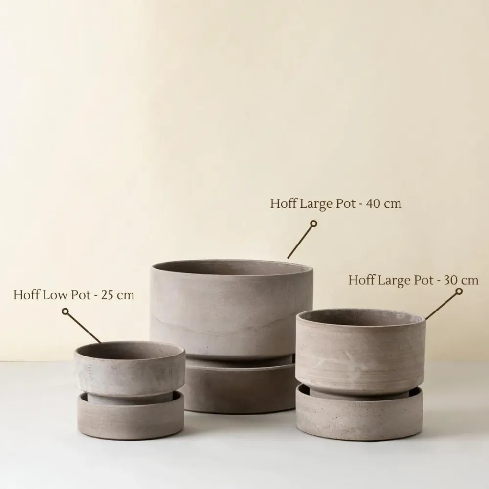 Hoff Low Pot - Urtepotte - Raw Grey