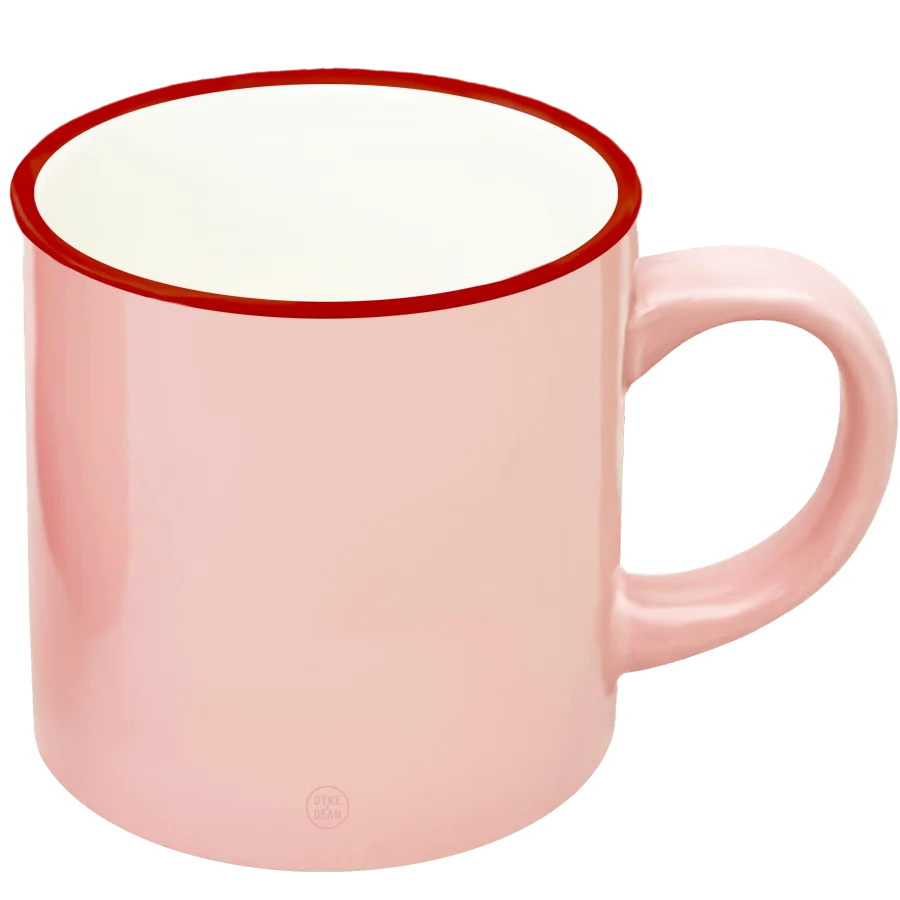 DYKE & DEAN KERAMISK KAFFE TE-KRUS PINK RØD RAND