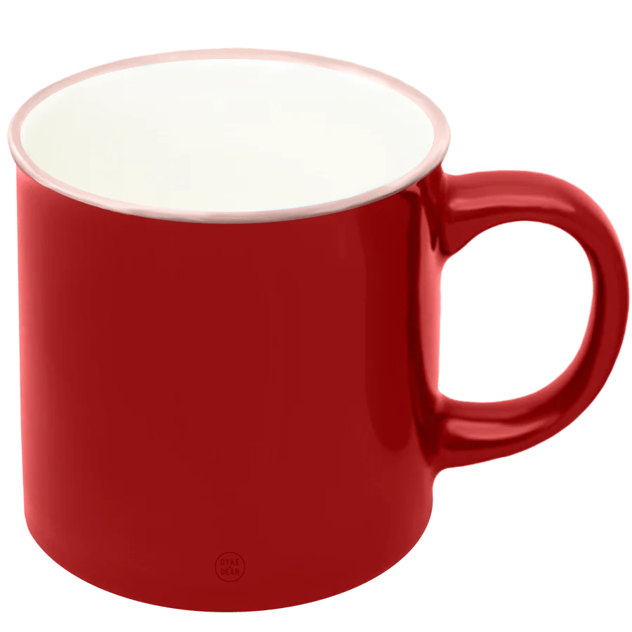 DYKE & DEAN KERAMISK KAFFEKRUS RØD PINK FÆLGE