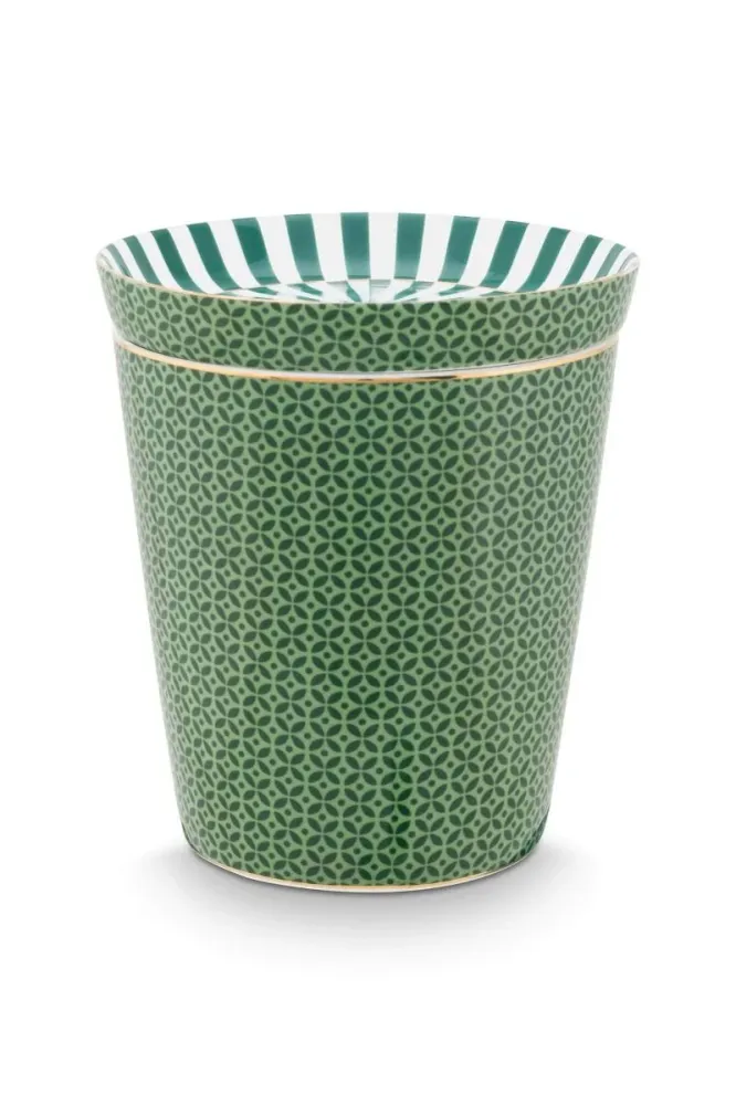 Krus med lille skål - Royal Stripes Mug Tiles & Tea Tip, Grøn