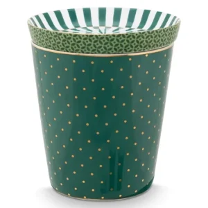 Krus med lille skål - Royal Stripes Mug Dots & Tea Tip, Grøn