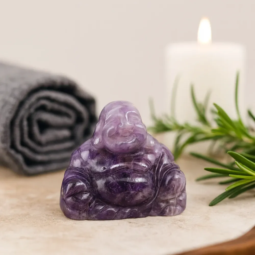 Ametyst Buddha Udsmykning 50x40x20mm