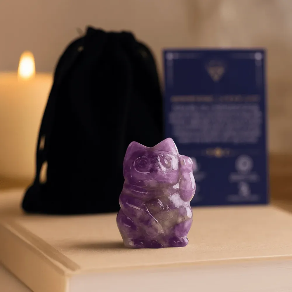 Ametyst Kattefigur, 50x35x25mm