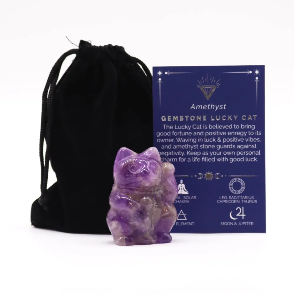 Ametyst Kattefigur, 50x35x25mm