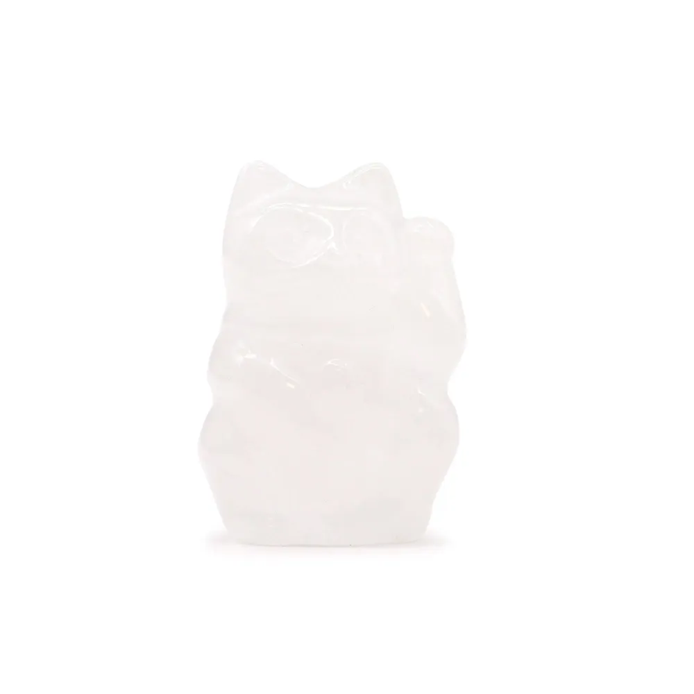 Rosenkvarts Heldige Kat Figurine 50x35x25mm