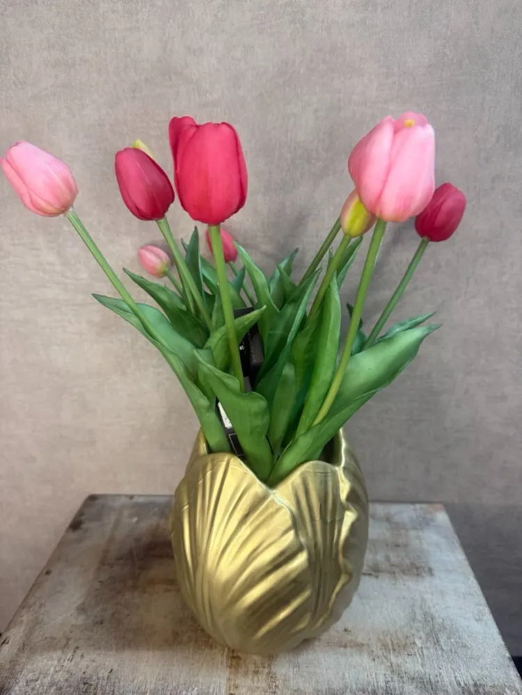 Kunstig Tulip Pink buket