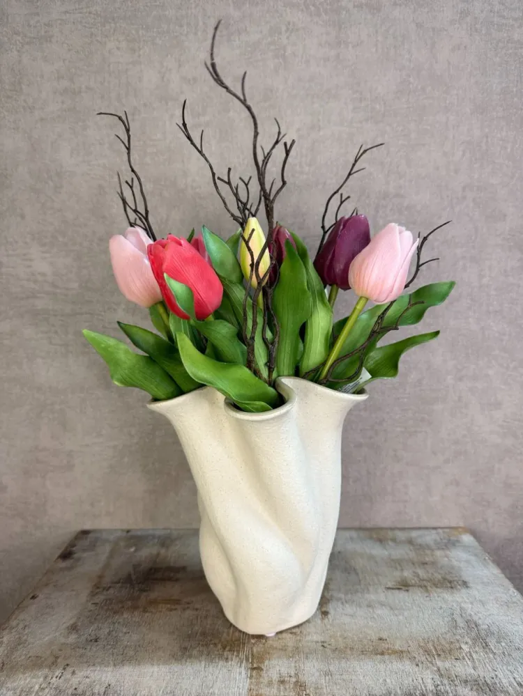 Kunstig tulipanbuket Lilla/lyserød