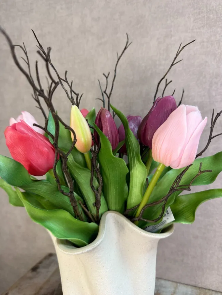 Kunstig tulipanbuket Lilla/lyserød