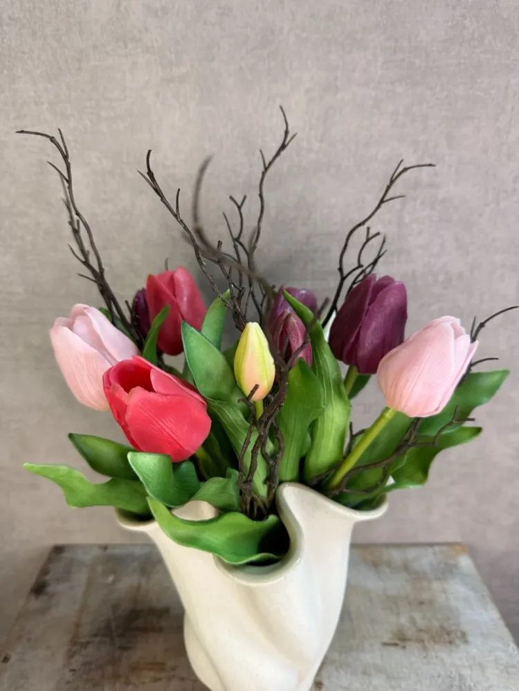 Kunstig tulipanbuket Lilla/lyserød