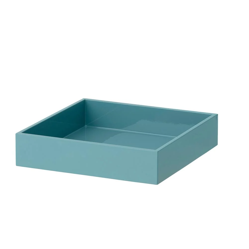 Bungalow Lacquer square tray Aqua 22.4x22.4x5cm