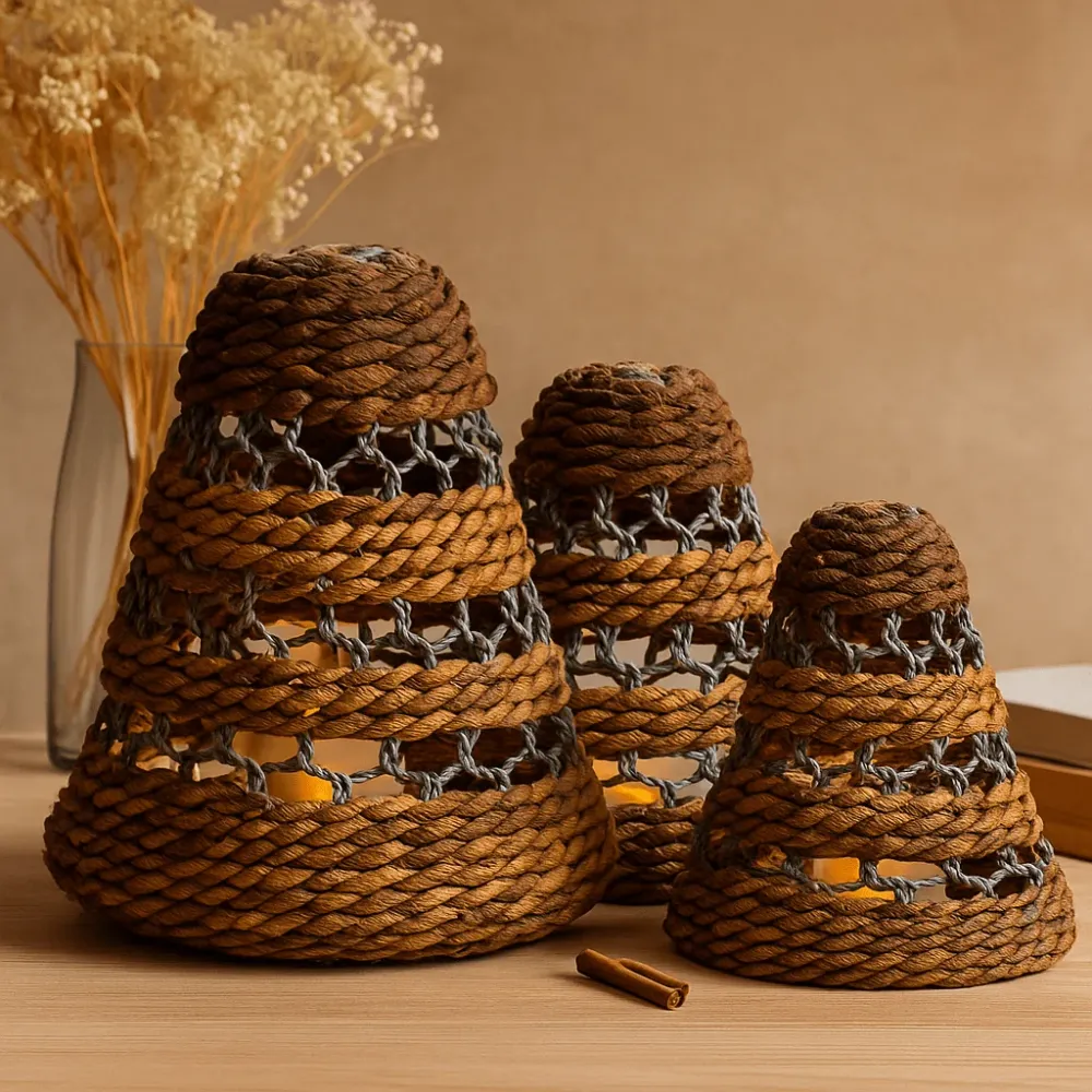 Lampeskærme Boho Bananblad Raffia 3-delt sæt