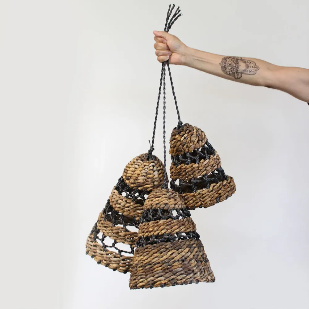 Lampeskærme Boho Bananblad Raffia 3-delt sæt