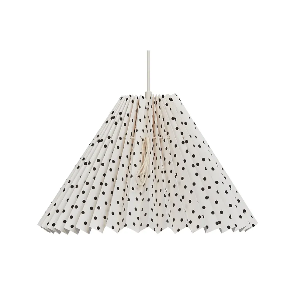 Pink Rose Loftslampe m foldet skærm i papir - 32 cm - Beige m. sorte prikker