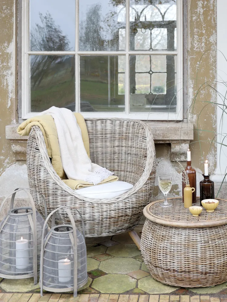 Chic Antique - Lanterne i Flet med Net, H48/Ø27 cm Fransk Grå - Lille
