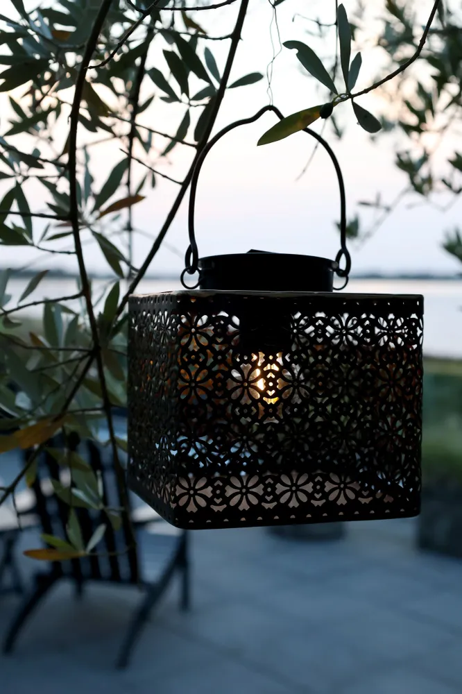 Chic Antique - Solcellelanterne LED pære H14/L14/B14 cm antique messing